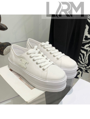 Celine Canvas Flatform Low-top Sneakers White 2022 032401