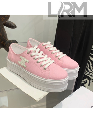 Celine Canvas Flatform Low-top Sneakers Pink 2022 032404