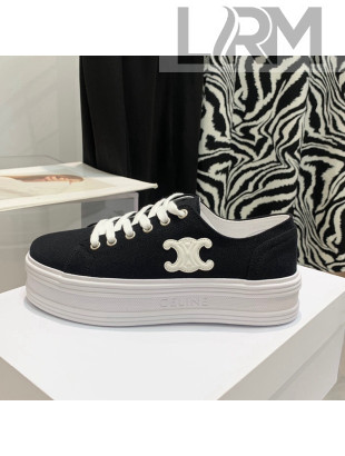 Celine Canvas Flatform Low-top Sneakers Black 2022 032402