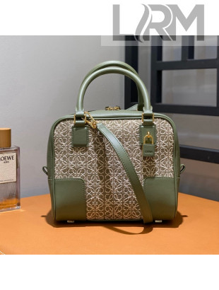 Loewe Amazona 19 Square Mini Bag in Jacquard and Calfskin Green 2022