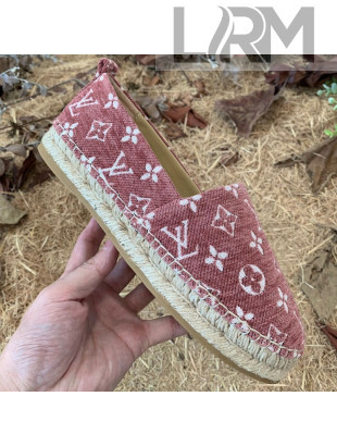 Louis Vuitton Monogram Velvet Flat Espadrilles Pink 2021 