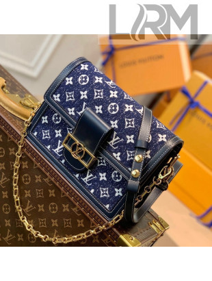 Louis Vuitton Dauphine MM Bag in Denim Jacquard Textile M59631 Dark Blue 2022