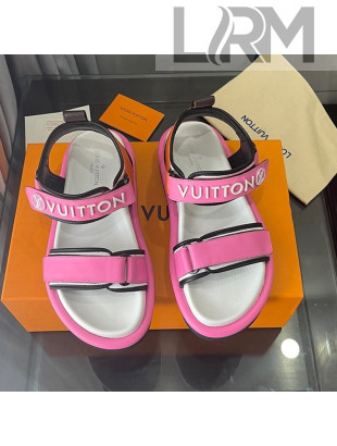 Louis Vuitton Pool Pillow Flat Comfort Sandals with Velcro Straps Pink 2022