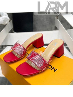 Louis Vuitton TPU and LV Crystal Heel Slide Sandals Red 2022