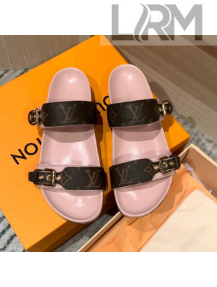 Louis Vuitton Bom Dia Monogram Canvas Flat Slide Sandals Brown/Pink 2022