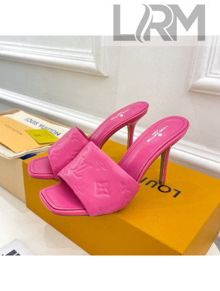 Louis Vuitton Revival High Heel Slide Sandals 9.5cm in Monogram Embossed Lambskin Hot Pink 2022 