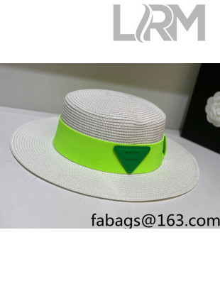 Bottega Veneta Straw Wide Brim Hat White 2022 031110