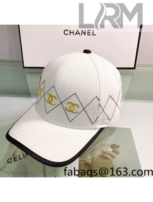 Chanel Canvas Baseball Hat White 2022 0401110