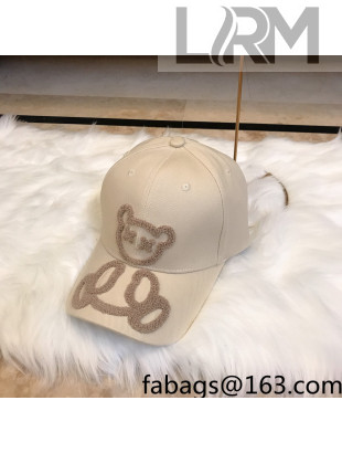 Fendi Bear Canvas Baseball Hat White 2022 040211