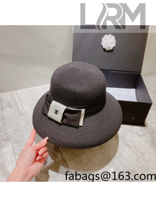 Chanel Straw Bucket Hat Black 2022 0310108