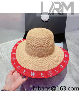 Loewe Straw Wide Brim Hat Beige/Red 2022 033120