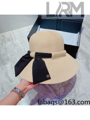 Chanel Straw Wide Brim Hat Beige 2022 040114