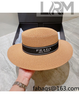 Prada Straw Wide Brim Hat Khaki 2022 040154