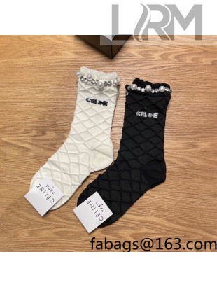 Celine Quilted Socks White/Black 2022 040146