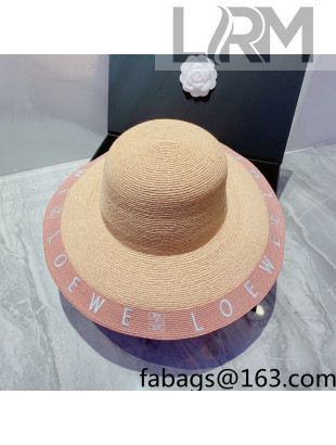 Loewe Straw Wide Brim Hat Beige/Pink 2022 033118