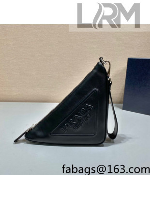 Prada Triangle Leather Pouch 1NE039 Black 2021 