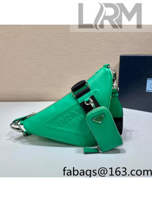 Prada Leather Triangle Shoulder Bag 1BH190 Green 2021