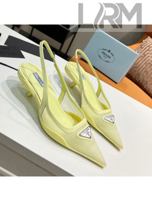 Prada Mesh Slingback Pumps 3cm Yellow 2022 60