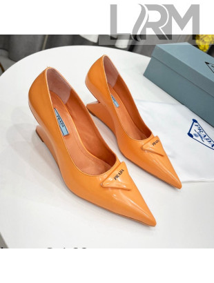 Prada Brush Leather Pumps 6.5cm Orange 2022 22