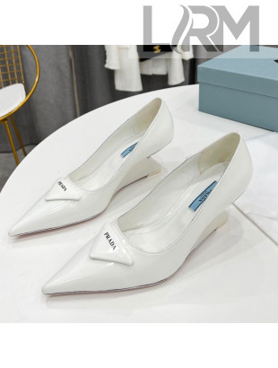 Prada Brush Leather Pumps 6.5cm White 2022 26