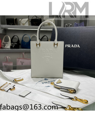 Prada Small Saffiano Leather Top Handle Bag 1BA333 White 2022