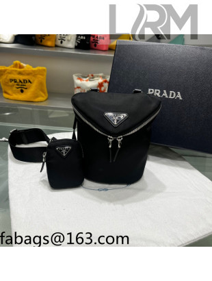 Prada Signaux Nylon Bucket Bag Black 2022