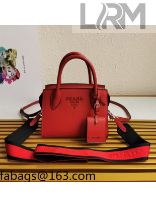 Prada Saffiano Leather Monochrome Top Handle Bag 1BA269 Red 2022