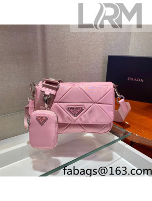 Prada System Nylon Patchwork Shoulder Bag 1BD292 Pink 2022