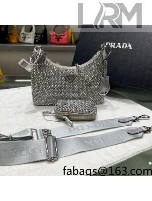 Prada Re-Edition 2005 Crystal Shoulder Bag 1BH204 Grey 2022