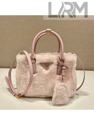  Prada Galleria Shearling Mini Bag 1BA906 Pink 2023