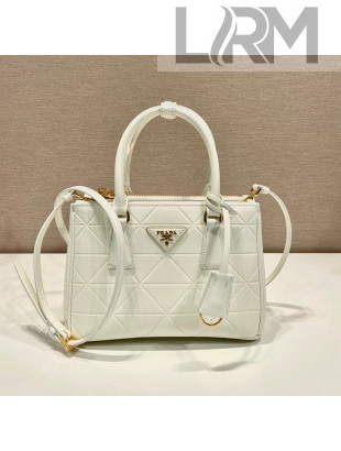  Prada Small Galleria Quilted Saffiano Leather Bag 1BA896 White 2023