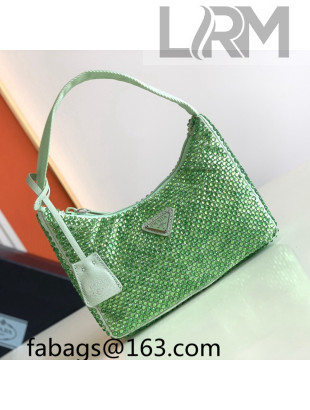  Prada Re-Edition 2000 Crystal Mini Hobo Bag 1NE515 Green 2023 