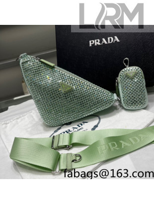 Prada Crystal Triangle Shoulder Bag 1BH190 Green 2022