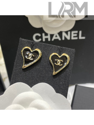 Chanel Love Stud Earrings Black 2022 031174