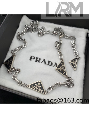 Prada Triangle Logo Chain Belt Black 2022 031166