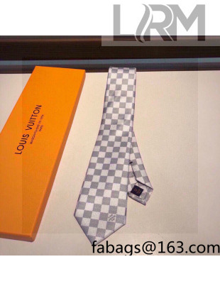 Louis Vuitton Damier Azur Silk Tie White 2022 031093