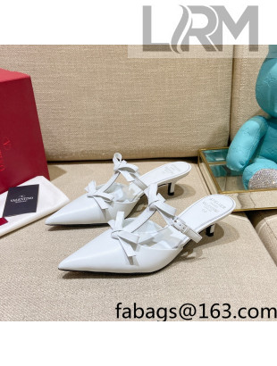 Valentino Lambskin Bow Mules White 2022 80