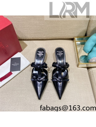 Valentino Lambskin Bow Mules Black 2022 81