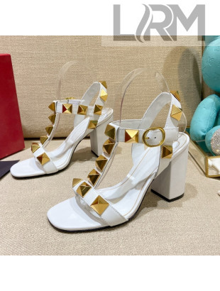 Valentino Roman Stud Calfskin Sandals 9cm White 2022 69