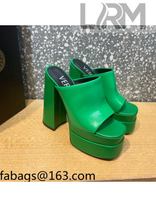 Versace Calfskin Platform Slide Sandals 15.5cm Green 2022 21