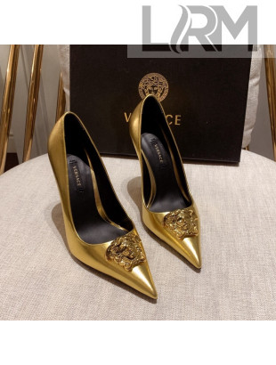 Versace Glazed Leather Pumps 11cm Gold 2022 031942