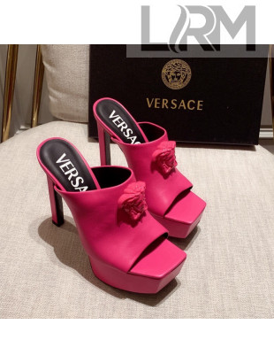 Versace Calfskin Platform Slide Sandals 14cm Pink 2022 031946