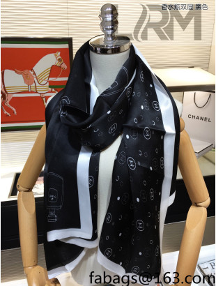 Chanel Silk Scarf 62x180cm Black 2022 07