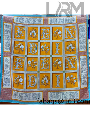 Fendi Roman Flower Silk Square Scarf 90x90cm Orange 2022 033028