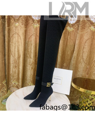 Balmain Knit B Buckle High Boots Black/Gold 2021 120421