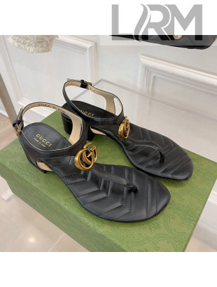 Gucci Calfskin GG Thong Sandals 3.5cm Black 2022