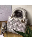 Dior Mini Lady Dior Bag in Grey Quilting Lambskin 2018(Light Gold Hardware)