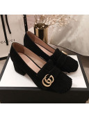 Gucci Suede GG Fringe Pumps 408208 Black 2019