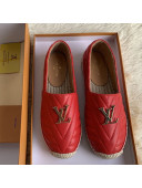 Louis Vuitton Chevron Lambskin Flat Espadrilles Red 2020