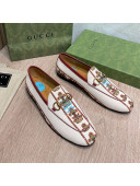 Gucci 100 Flower Jacquard Canvas Loafers White 2021 111627